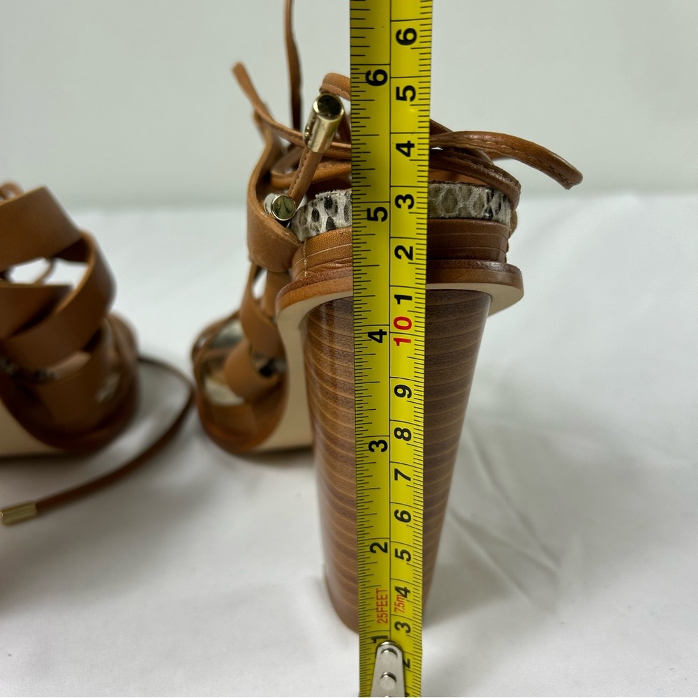 Calvin Klein Panelope Toscana Almond Tan Leather Strappy Sandals Women’s 8.5 NEW - Picture 7 of 9